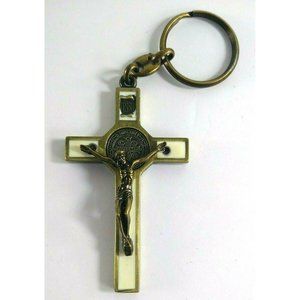 Religious Crucifixion Key Ring Chain Fob INRI Jesus On The Cross Enamel Metal